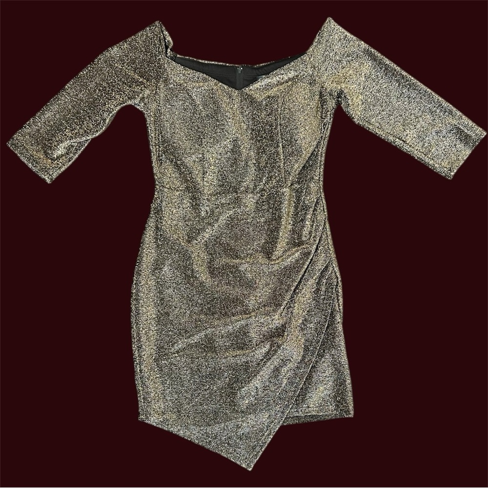 Crystal Doll Glitter Mini Dress / Cocktail Dres — Black/Gold Size Medium